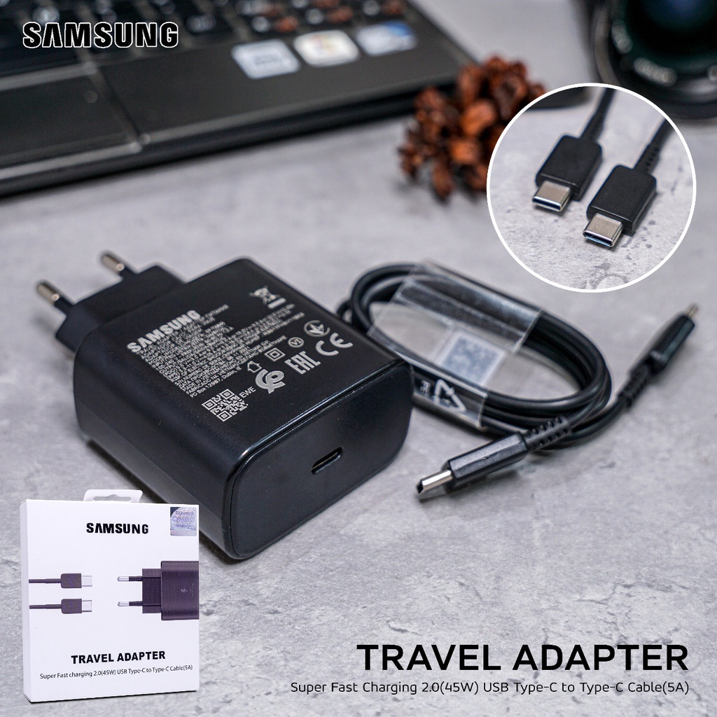 Pd Qc 3.0 Kepala Charger Travel Samsung 45W Type C (Support Fast Charging dan Super Fast Charging)