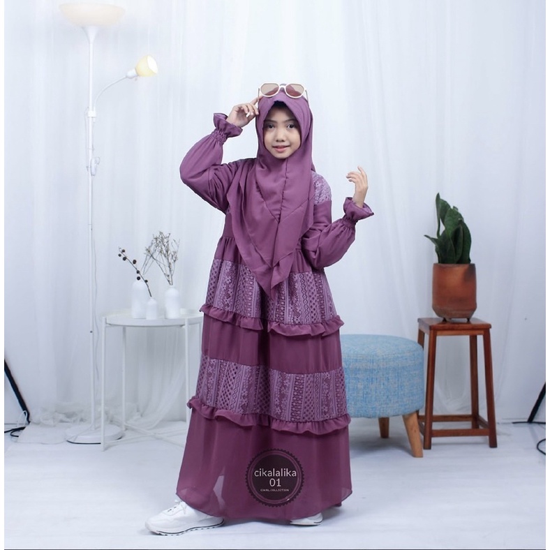 SET GAMIS ANAK BRUKAT MALIKA SUSUN