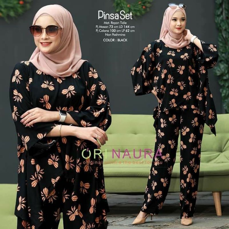 One Set Jumbo Waka Waka Pinsa Setelan Wanita Tie Dye Rayon Premium Set Celana Panjang Bigsize LD 130