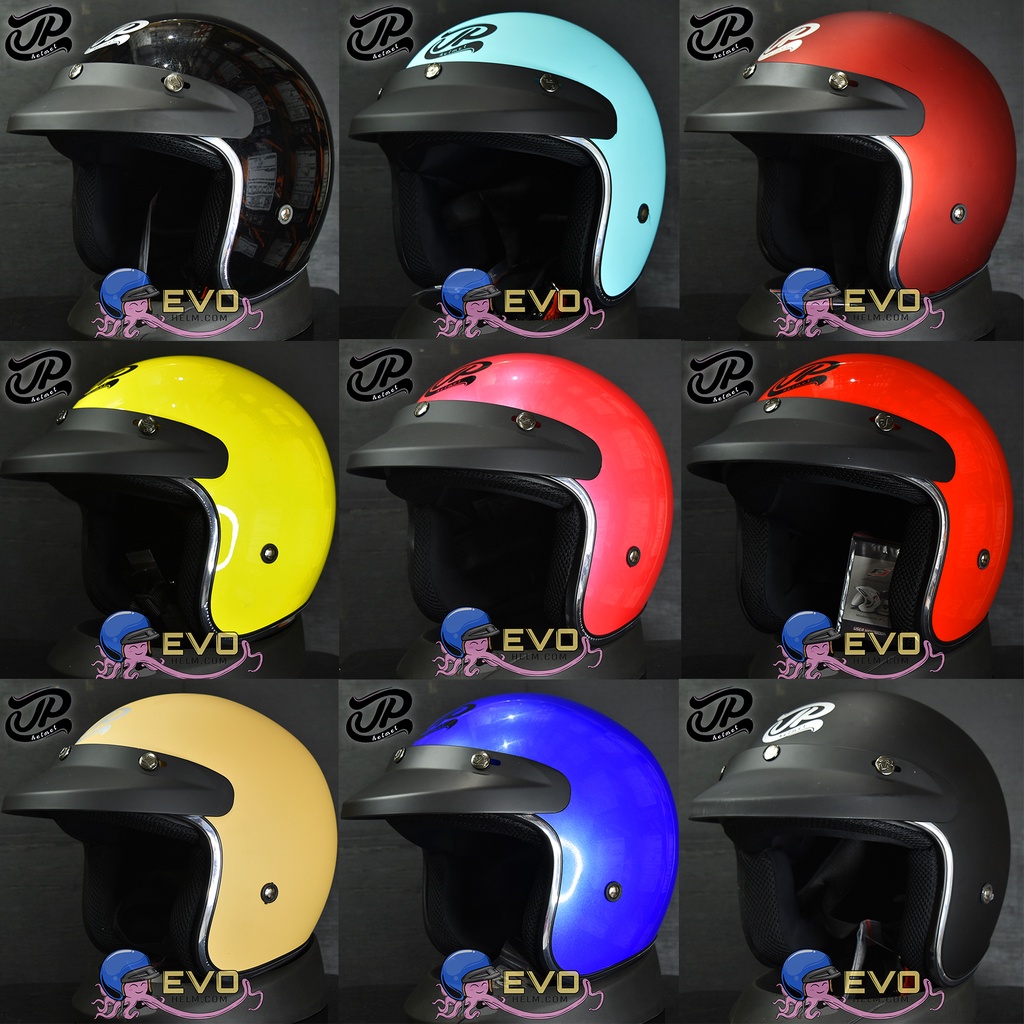 HELM JP RETRO JP NEW BIGIE ORIGINAL WARNA LENGKAP BISA REQUEST KACA - HELM BOGO JP NEW BIGIE RETRO