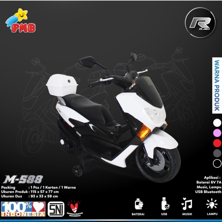 Mainan Motor Aki Anak Remote Control  PMB TOYS M588 RAID NMAX 6 Termurah Garansi SNI-6