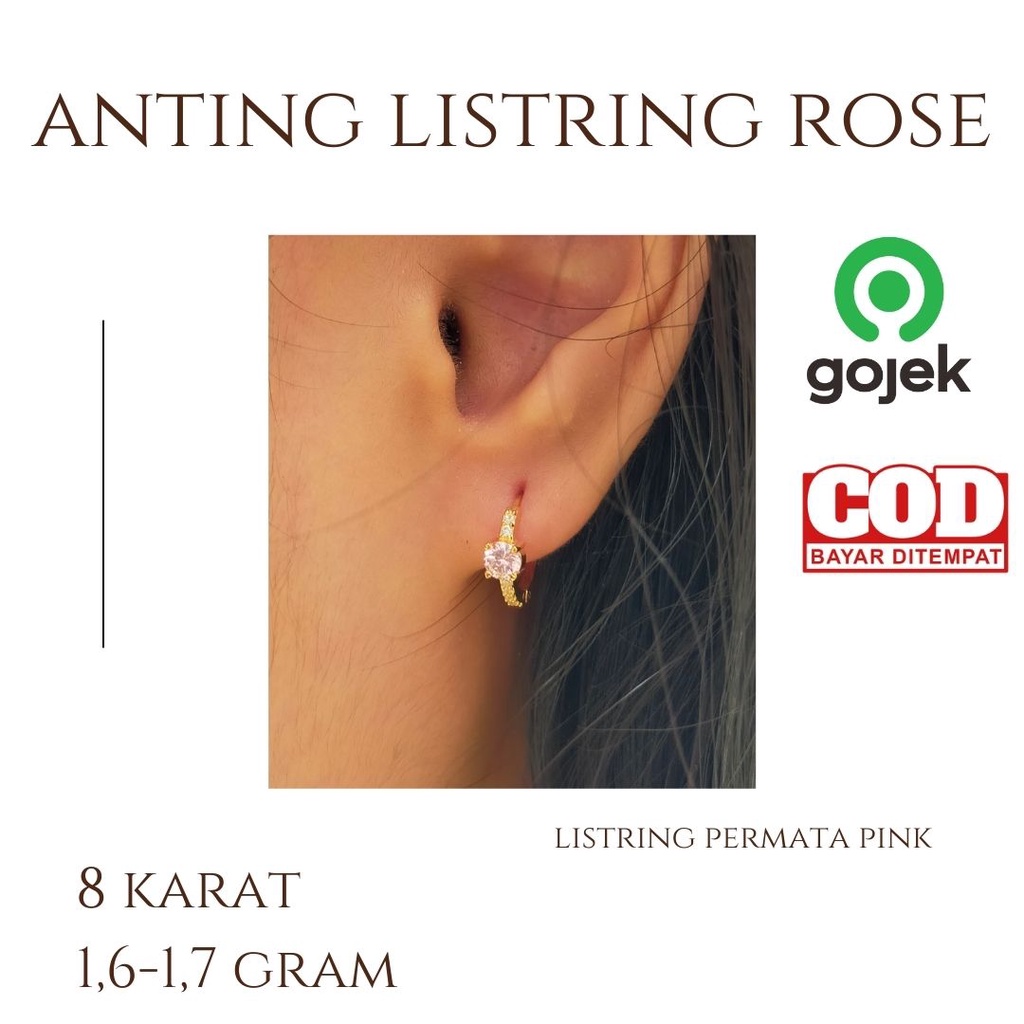 Anting Pink listring emas kuning anting rachel rose 375
