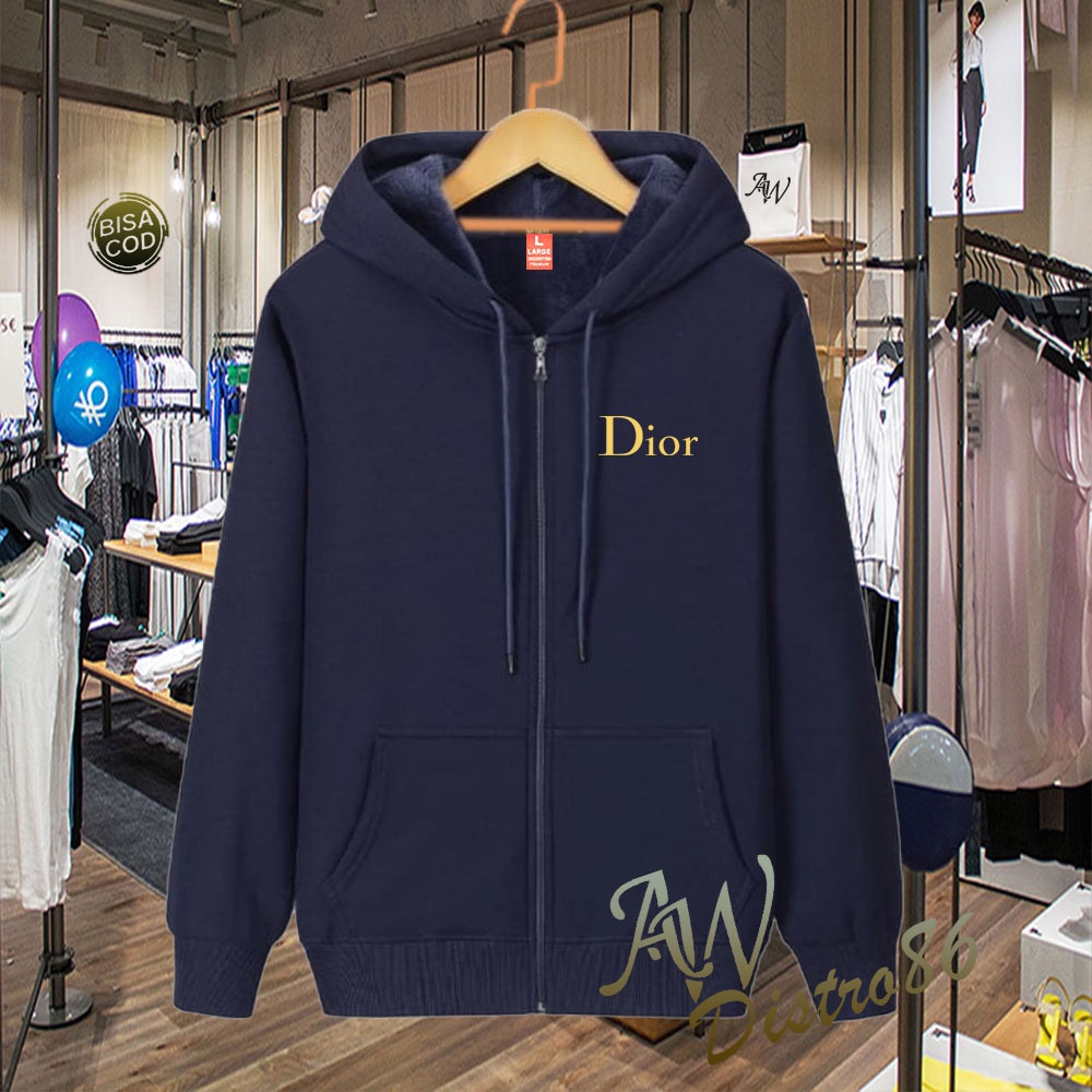 COD Jaket Distro Di0r Logo Text Gold Premium Quality Sweater Tulisan Jaket Kata-Kata Hoodie Sablon