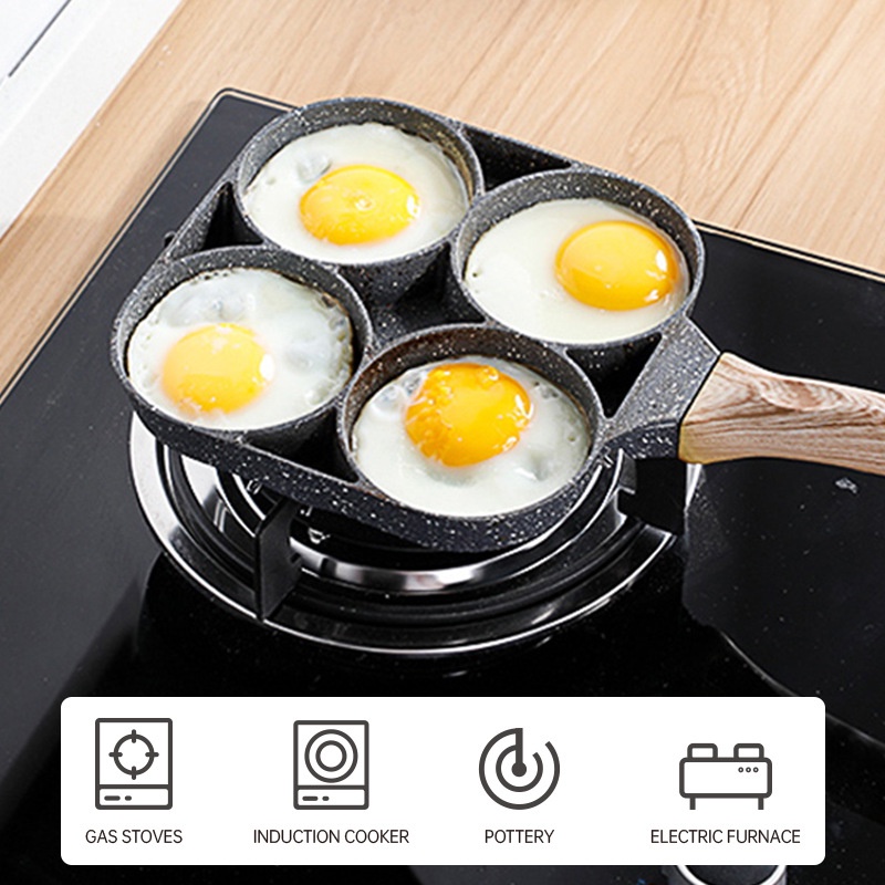 Panci Penggorengan Panci Telur 4 Lubang/2 Lubang Tebal Omelet Pan Non-stick Egg Pancake Steak Pan Memasak Telur Ham Pans Pembuat Sarapan Peralatan Masak