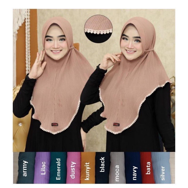 ALIYAH PLISKET RENDA || HIJAB INSTAN PLISKET REMPEL RENDA