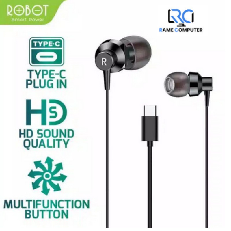 Robot RE240C Type C High -Sound Quality Ergonomic Wire Earphone