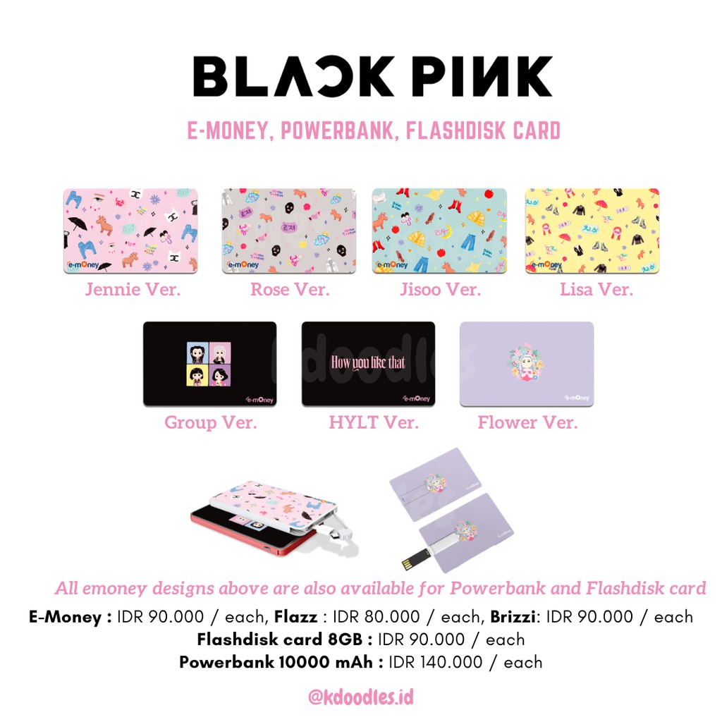 BLACKPINK - How You Like That Emoney / Flazz / Brizzi, Powerbank, Flashdisk Card