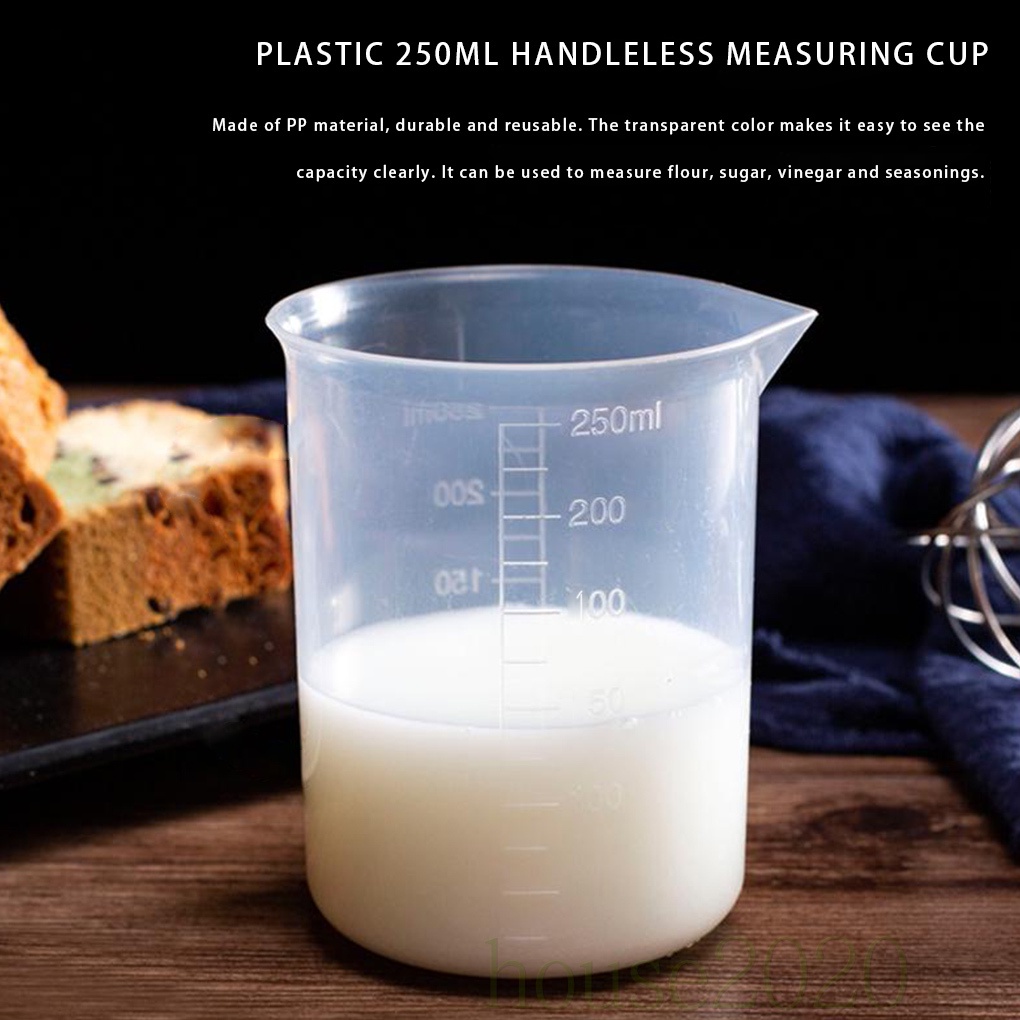 [HOUSE2020]Measuring Cup Plastic Scale Measure Jug Kitchen Measuring Container School Labor Beaker 250ML