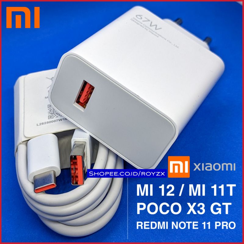Charger Cas Casan Xiaomi 12 Lite Redmi Note 11 Pro Poco F4 Poco X3 Gt Original 67 Watt Bawaan Hp