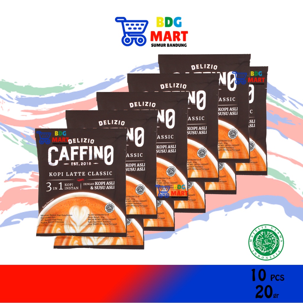 

RENCENG Delizio Caffino Kopi Latte Classic Minuman Bubuk Kopi 3in1 Kopi Instan - 10pcs x 20gr