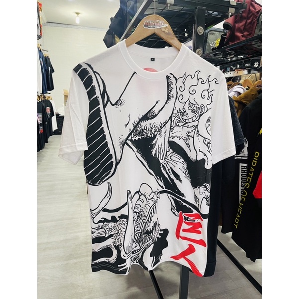 Tshirt Luffy Nika vs Kaido Fullprint Anime Manga One Piece Premium Unisex