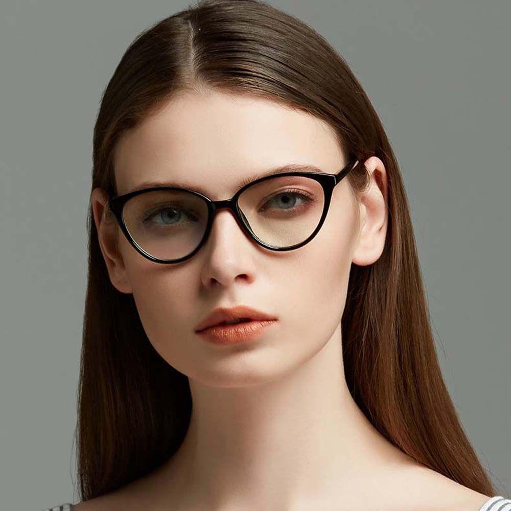 Mxbeauty Kacamata Wanita Fashion Hitam Kacamata Cermin Datar Transparente Square Eyeglasses Cat Eye Shaped Glasses Frame