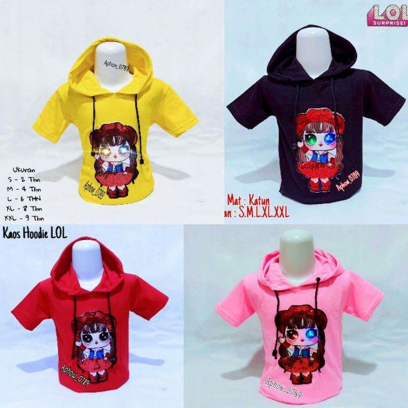 baju anak perempuan LOL LED bisa nyala baju kaos anak kaos hoodie anak perempuan atasan anak