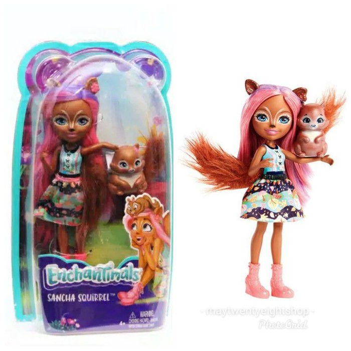 Enchantimals Sancha Squirrel & Stumper Original Mattel / Boneka Barbie Enchantimals Tupai