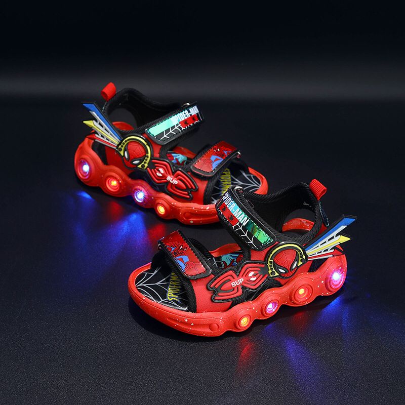 (LOLI-JKT) SD-911 SANDAL LED ANAK MODEL SPIDERMAN VELCRO SIZE 22-31