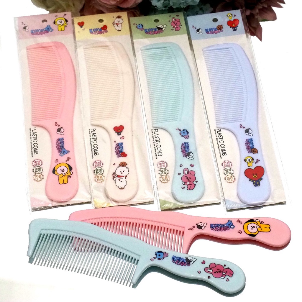 Sisir Gagang Karakter BT21 Sisir Rambut Rapat Lurus Motif Karakter BTS Korea Lucu Warna Warni