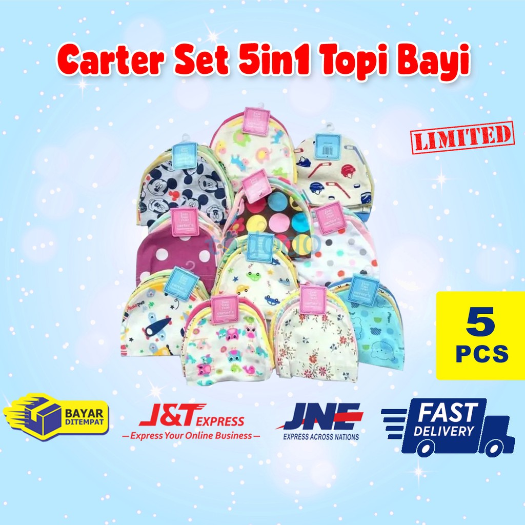 Carter Set 5in1 Topi Bayi Murah Isi 5 Boy/Girl