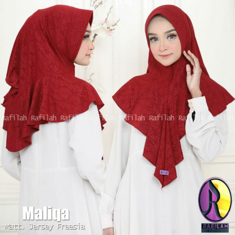 ORI RAFILAH HIJAB KHIMAR HOODIE MALIQA EMBOSS PREMIUM ORIGINAL RAFILA REMPEL PED ANTEM JERSEY FRESIA