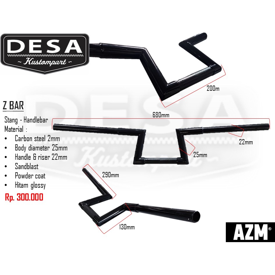 Stang Motor Custom Z Bar Hitam