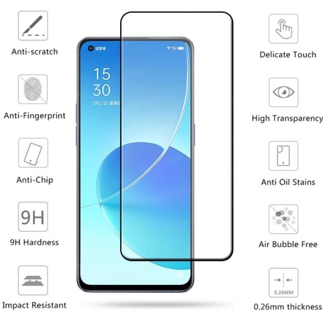 OPPO RENO 8T 4G 8T 5G 8 4G 8 5G 8Z 5G 8 PRO 7Z 5G 7 4G 7 5G TEMPERED GLASS FULL LEM BENING CLEAR LIST FRAME ANTI GORES KACA TEMPRED FULL COVER PELINDUNG LAYAR FULL SCREEN OPPO RENO 7 Z 5G