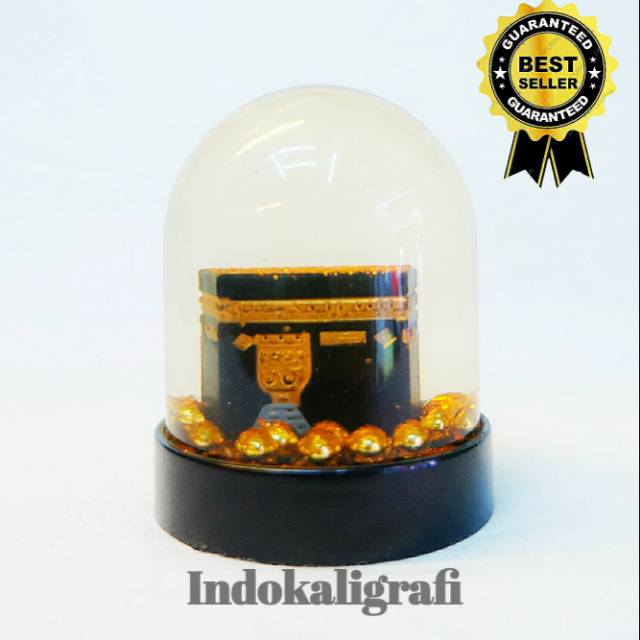Indokaligrafi Miniatur Pajangan 1/2 Bola KABAH Hiasan Meja Pen Holder Aksesoris Muslim