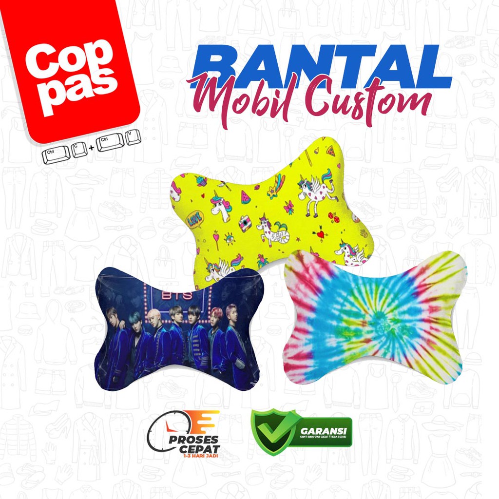 Bantal Mobil Custom Cetak 2 Sisi Bebas Desain Bisa Cetak Foto dan Tulisan Kado Unik Headrest Custom