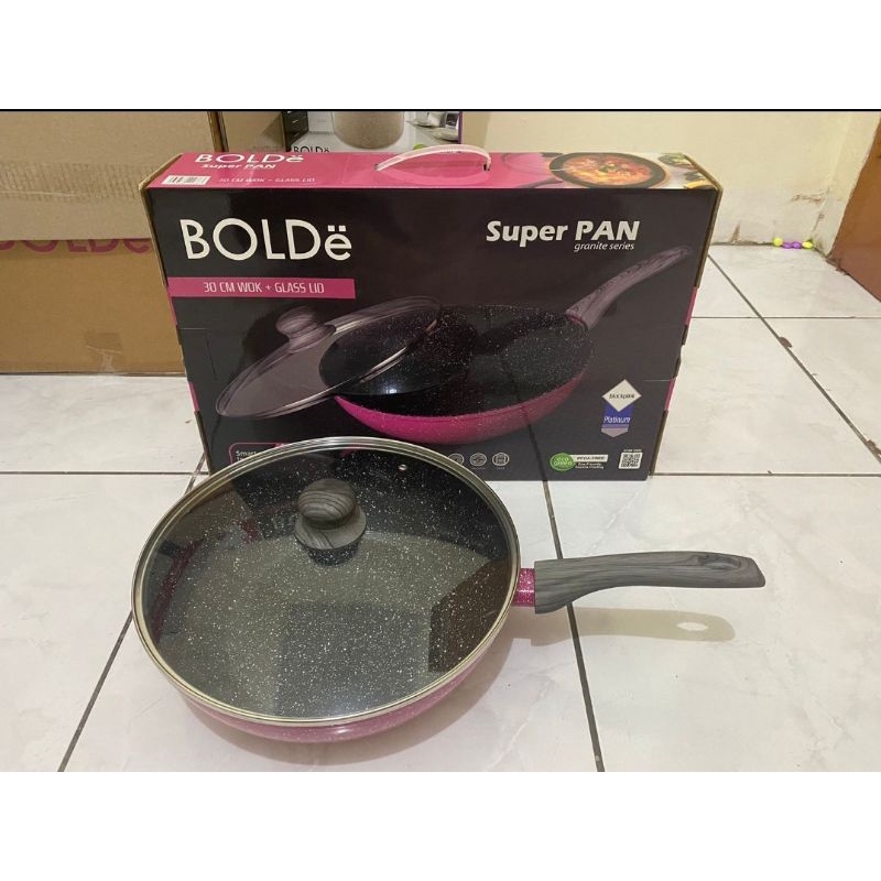 Wok 30 Cm Plus Tutup Kaca BOLDe Super Pan Blackpink - Wajan Glass Lid