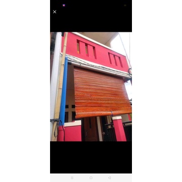 Kerey Tirai Full Pliture vernish ukuran 2,5 x 2,5 m plus  tali penggulung+Katrol Besi.Tirai Bambu sa