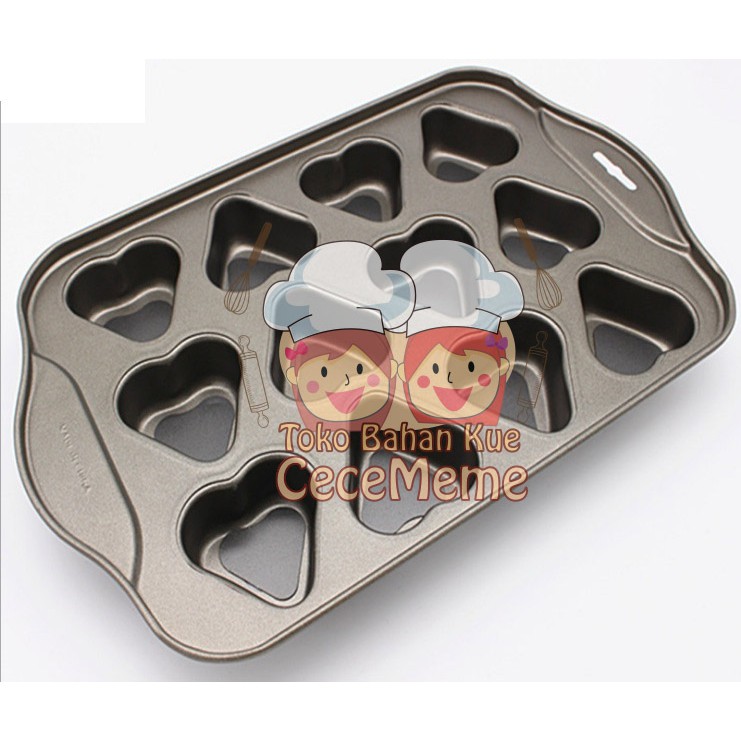 Loyang Mini Brownies Cheese Cake Pie Kue Love Bongkar Pasang Non Stick