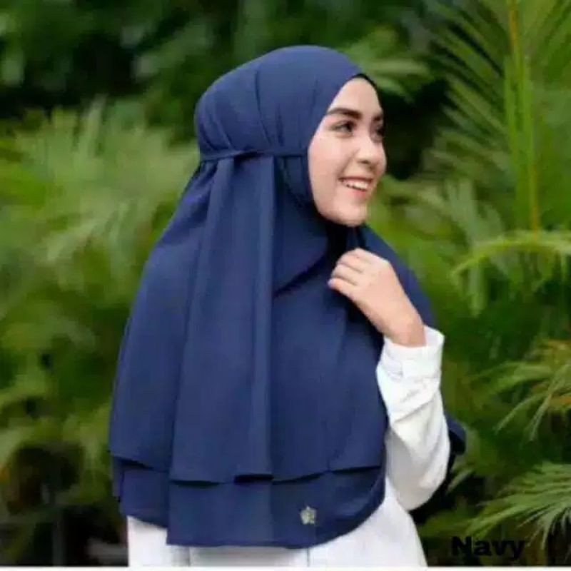 Hijab bergo 2 layer. bergo maryam 2 layer NAVY