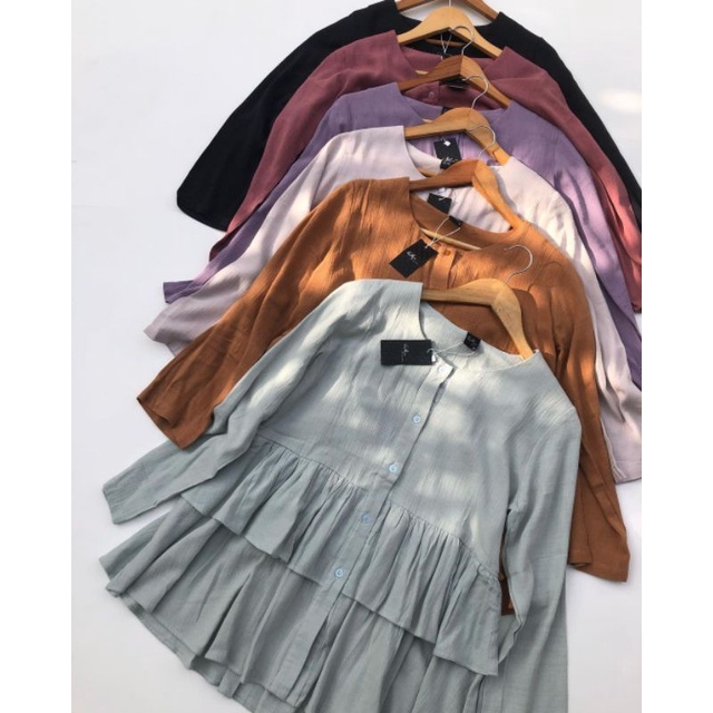 GEVANI CRINKLE BLOUSE KEMEJA OVERSIZE ATASAN WANITA BLOUSE RAYON ATASAN WANITA TERBARU KOREAN STYLE