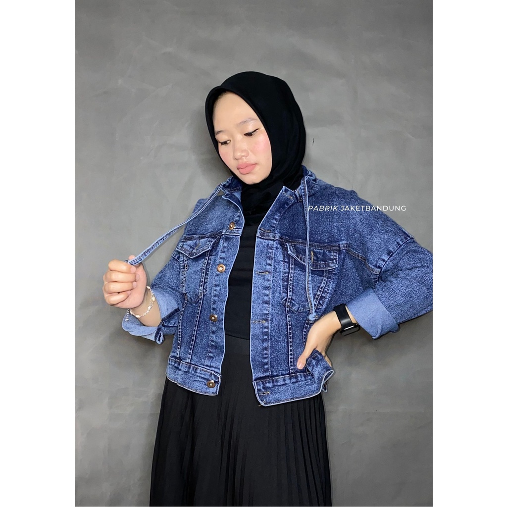 ROSE JAKET JEANS HOODIE CROOP || JAKET DENIM WANITA MODEL ZARA TERBARU