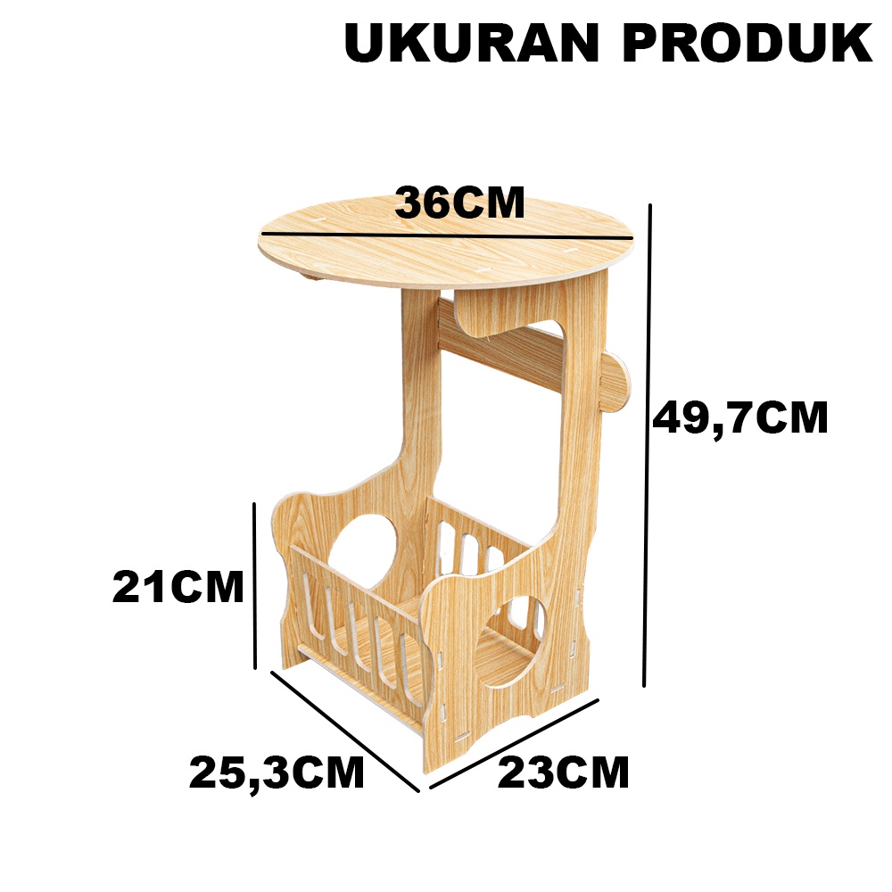 Rak Meja Sudut Bulat Nakas Pojok Minimalis Samping Teras Kamar Tidur Coffee Table LC011S Size Small