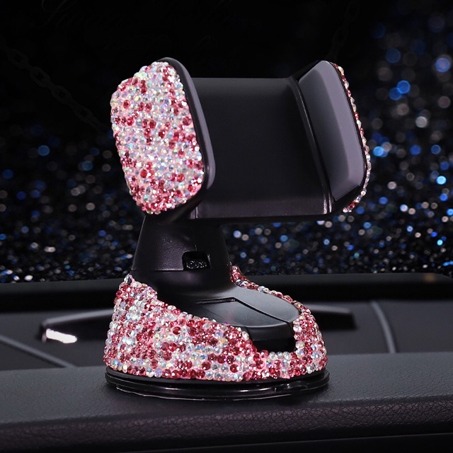 Car Holder Universal Lazy Pod HP Full Diamond Bling Bling DAD Series Phone Holder Inlaid with Rhinestones 360 ° Viewing Angle Padded Back High End Anti-slip Universal