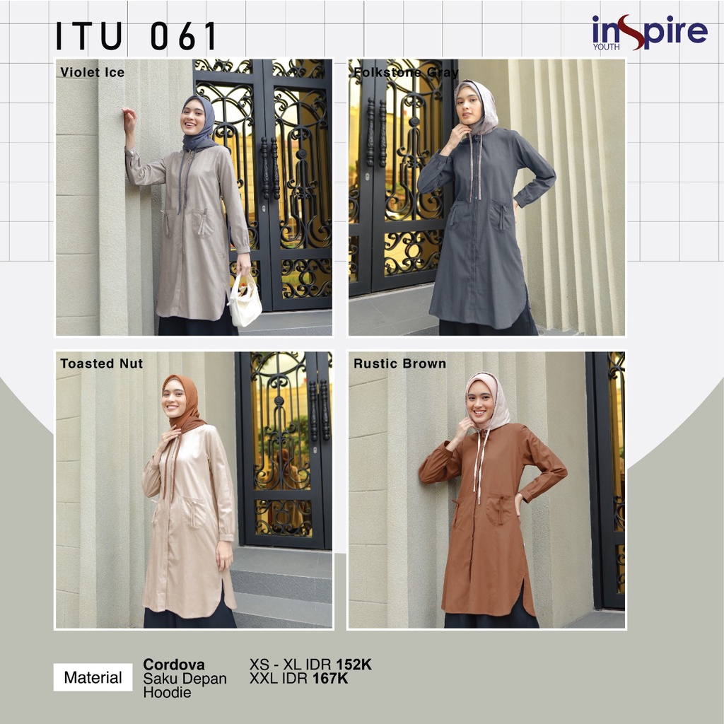 Tunik Wanita Inspire ITU 061 Dengan Variasi Hoodie Kekinian