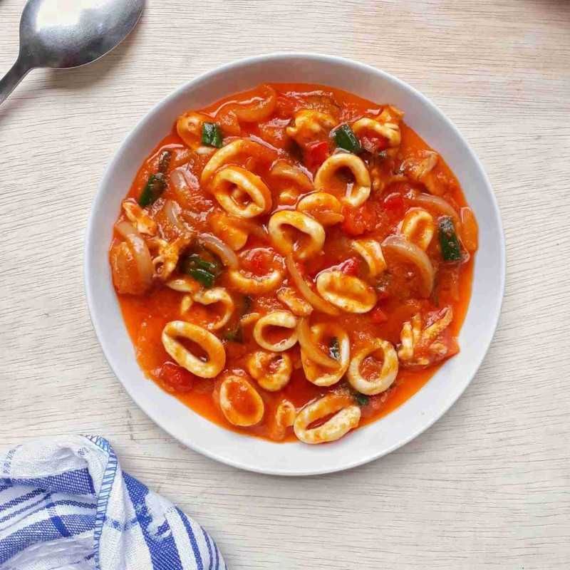 

cumi basah saus asem manis pedas fresh segar masak dadakan