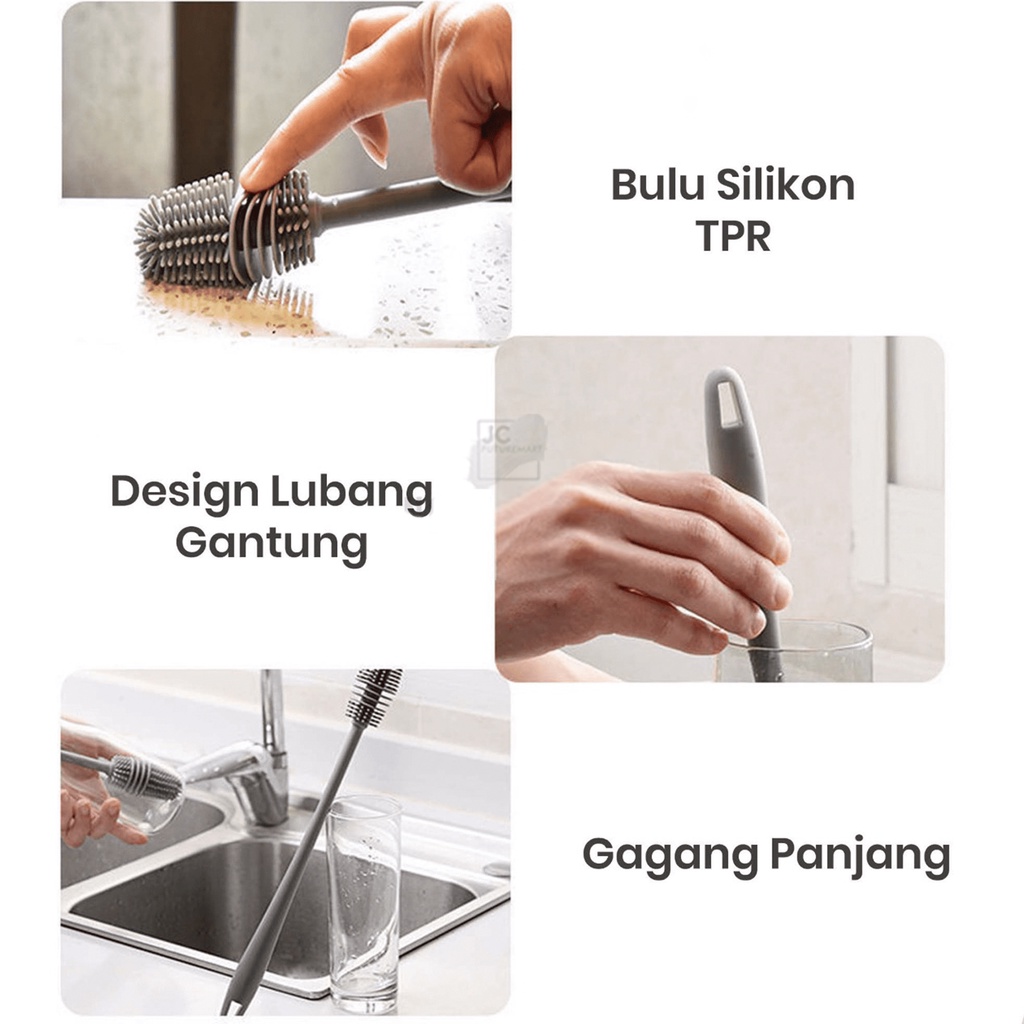 SIKAT BOTOL GELAS SILIKON GAGANG PANJANG | SILICONE BOTTLE BRUSH 2088