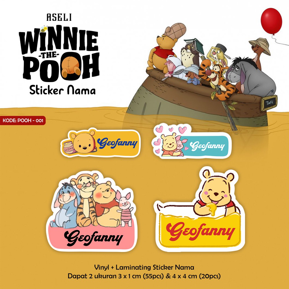 

Stiker Nama Waterproof POOH