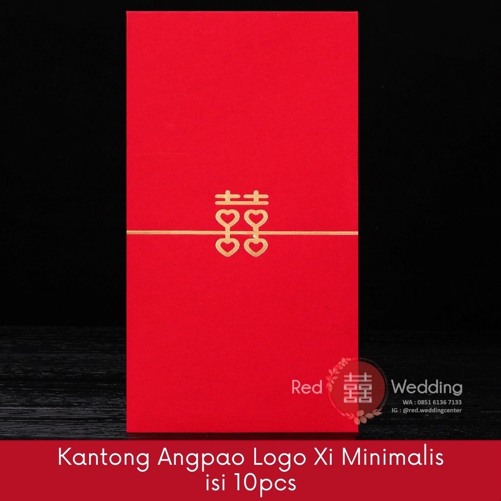 Kantong Amplop Angpao Wedding Logo Xi Minimalis Merah Premium Simple Design Aesthetic