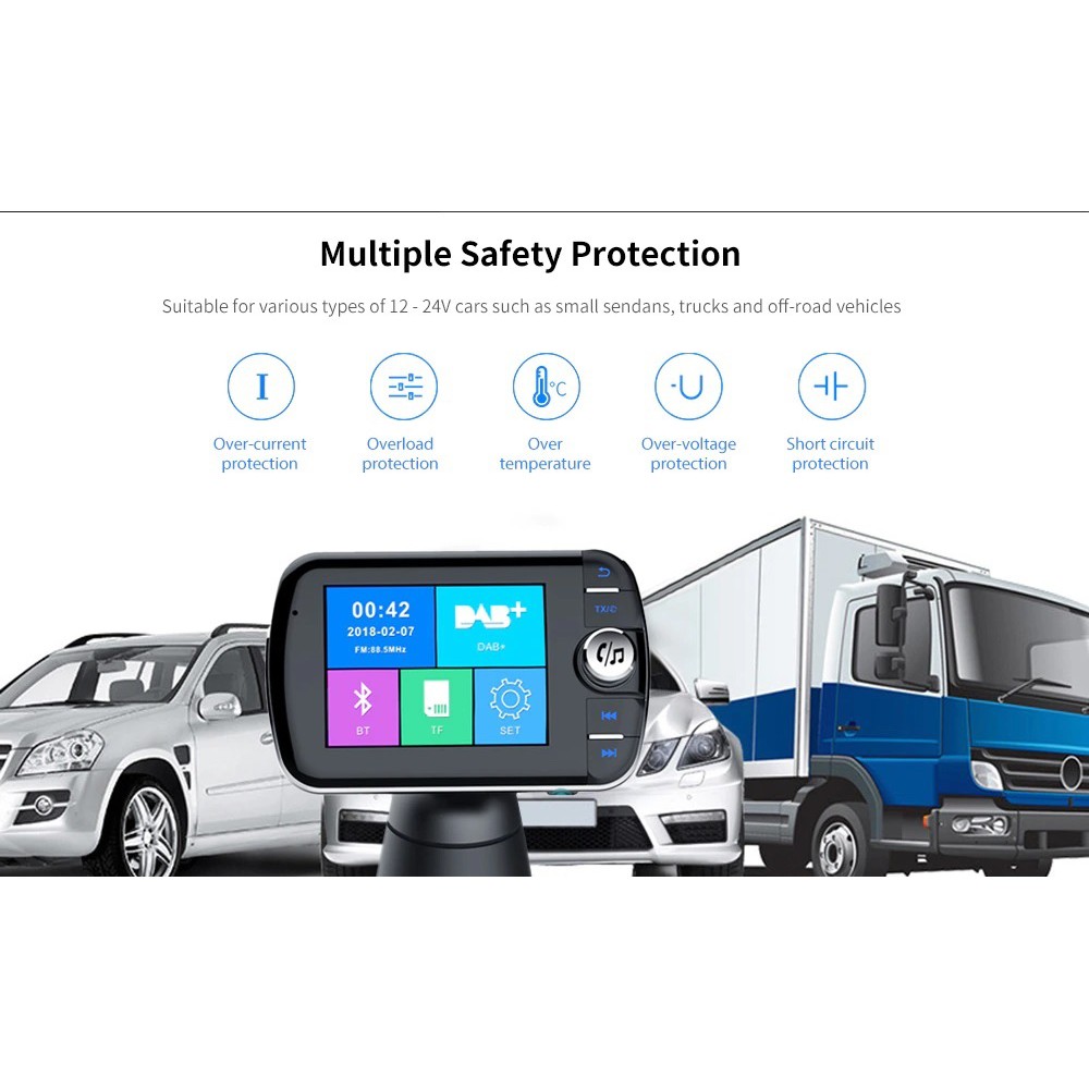 DAB004 - Digital Audio Broadcasting wth FM Transmitter and Car Charger