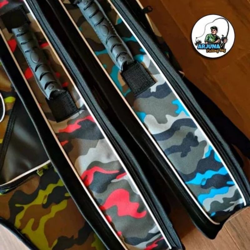 Tas Pancing Fiber 2 Set Joran Motif Army/ Tas Pancing Fiber Berkualitas