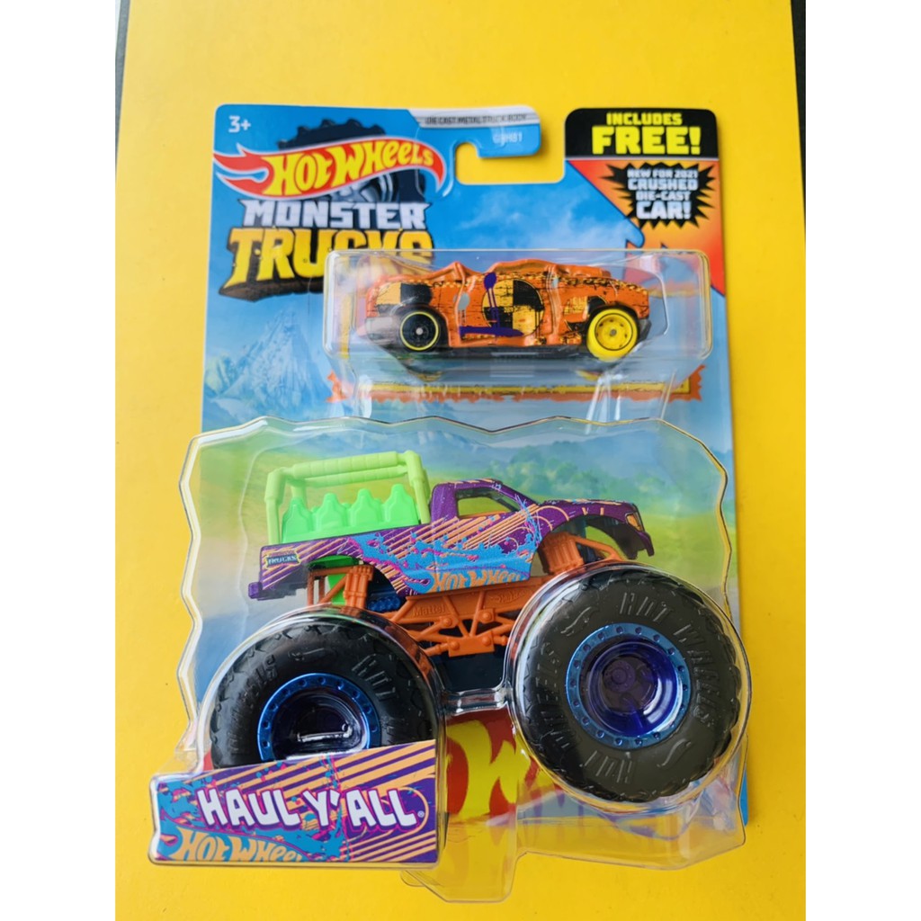 HOT WHEELS HOTWHEELS MONSTER TRUCKS TRUCK HAUL Y ALL UNGU FREE RE-CRUSABLE CARS DIECAST TRUK LANGKA