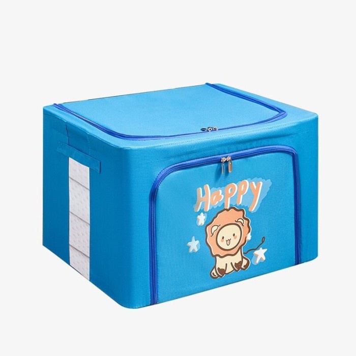 Storage Box Double Zipper Large Box Tempat Penyimpanan Baju Selimut 66 - Singa Biru