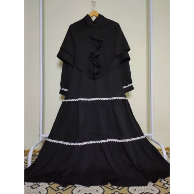Long Dress / Gamis Syari Renda dengan Khimar
