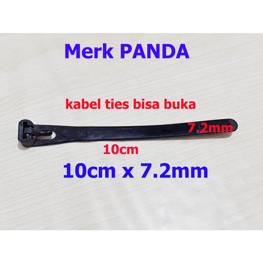Kabel Ties Bisa Buka PANDA 10cm - 15cm - 20cm -25cm -30cm - 40cm lebar 7.2mm HITAM - Reusable Cable Ties