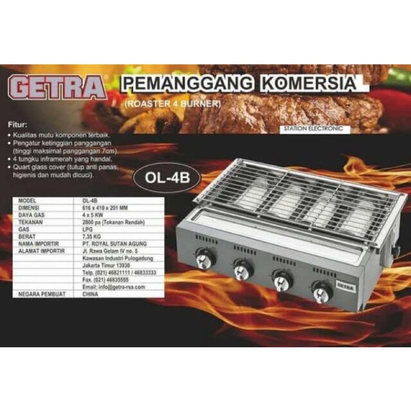 Kompor Panggang GETRA 4 tungku (second) SOLD OUT