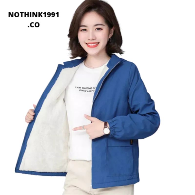 jaket wanita bahan dalam bulu mantel musim dingin wanita tebal dan hangat jaket hoodie cewe korean style