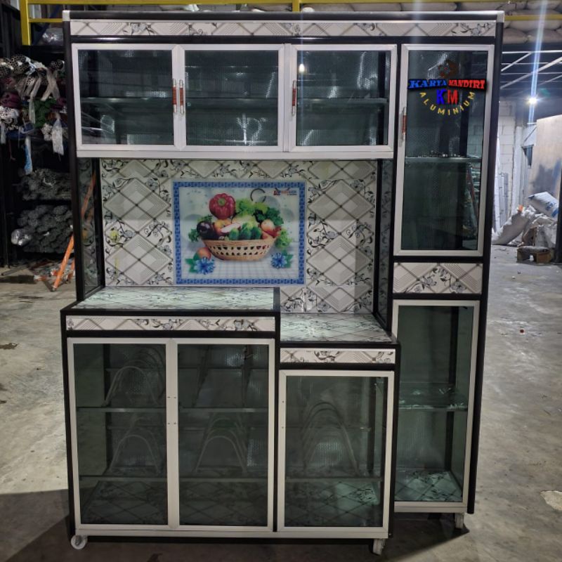 Rak piring / Rak Dapur / Rak sayur Aluminium / 4 Pintu