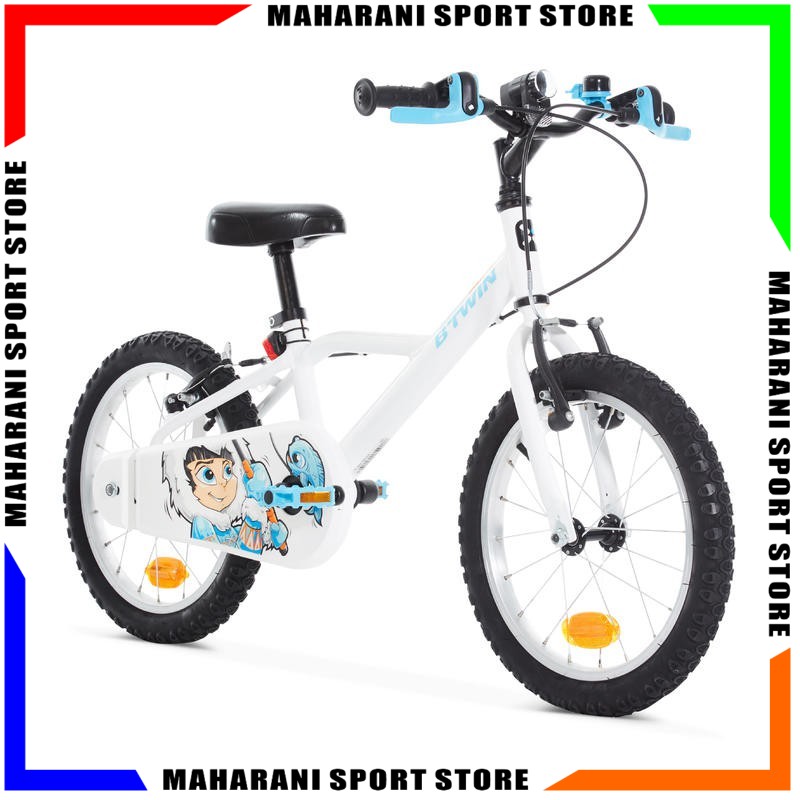 Sepeda Anak Perempuan BTWIN 100 16 inc INUIT Cewek 4-6 Tahun Warna Putih