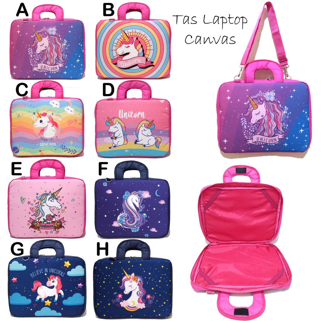 Tas Laptop Canvas Selempang Jinjing Unicorn